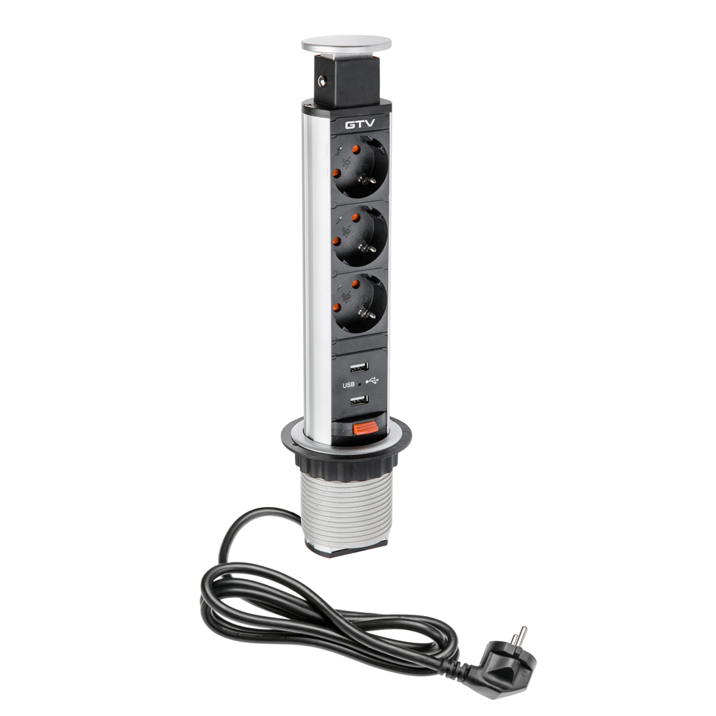 Oferte la Priza incorporabila GTV cu 3 prize schuko x 2 port USB, 3600 W