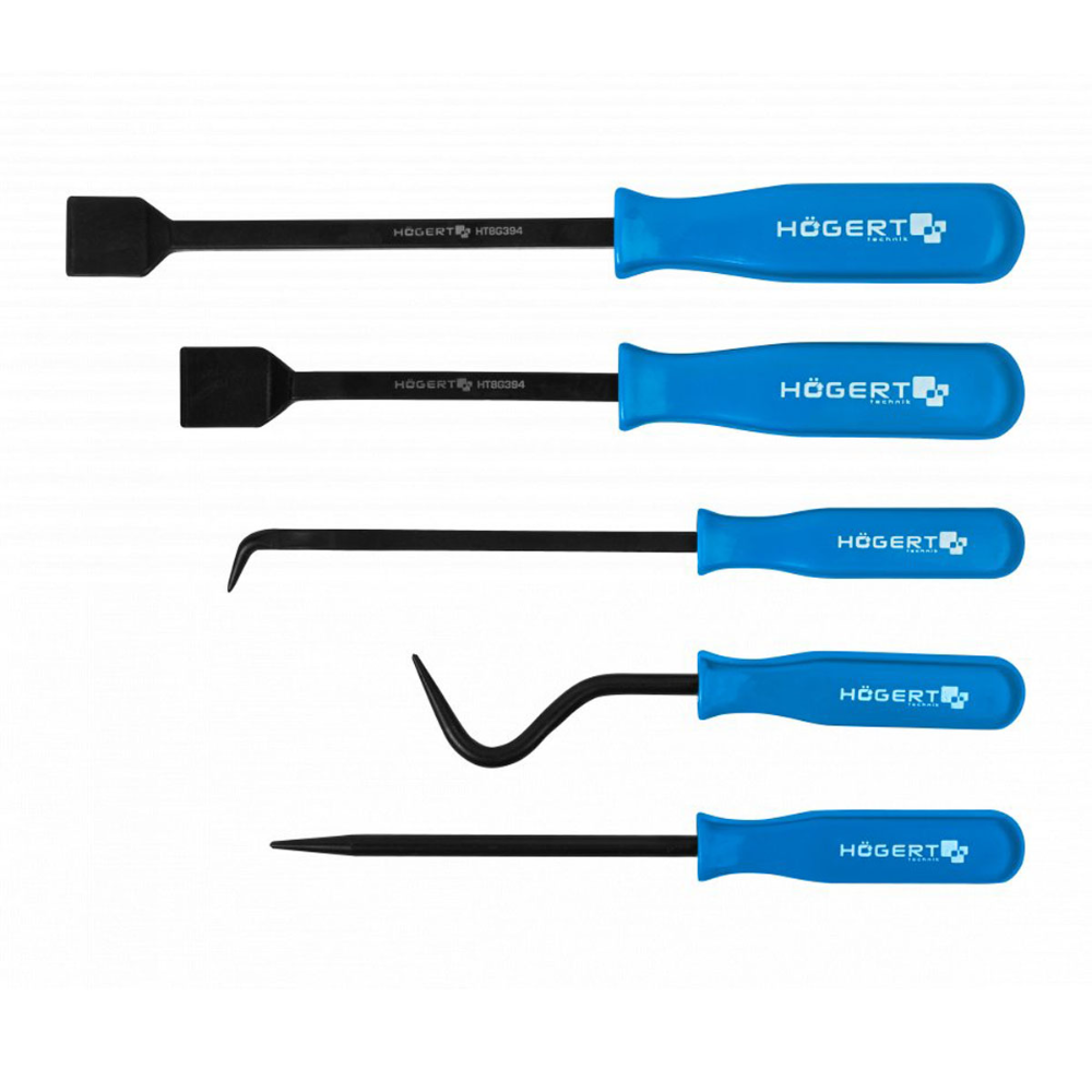 Oferte la Set 5 raclete si carlige Hogert HT8G394, otel & plastic, albastru, 260 mm