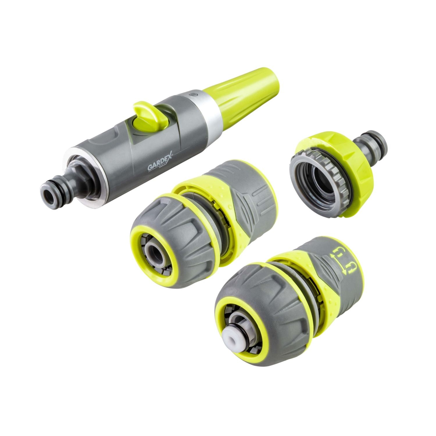 Oferte la Set Duza reglabila pentru furtun Gardex Tools, gri, racord 0.5”, spray central