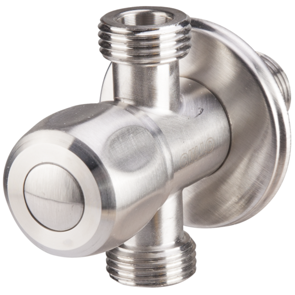 Oferte la Robinet coltar EvoSanitary, 3 cai, cartus ceramic, filet exterior - exterior, argintiu, 1/2 x 3/4 x 1/2
