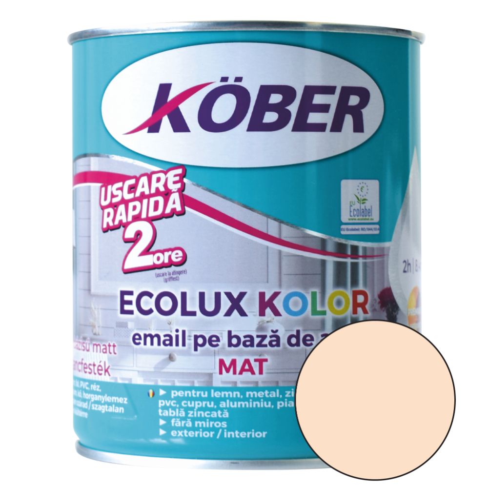 Oferte la Email Kober Ecolux Kolor, pentru lemn/metal, interior/exterior, pe baza de apa, bej mat, 0.6 l