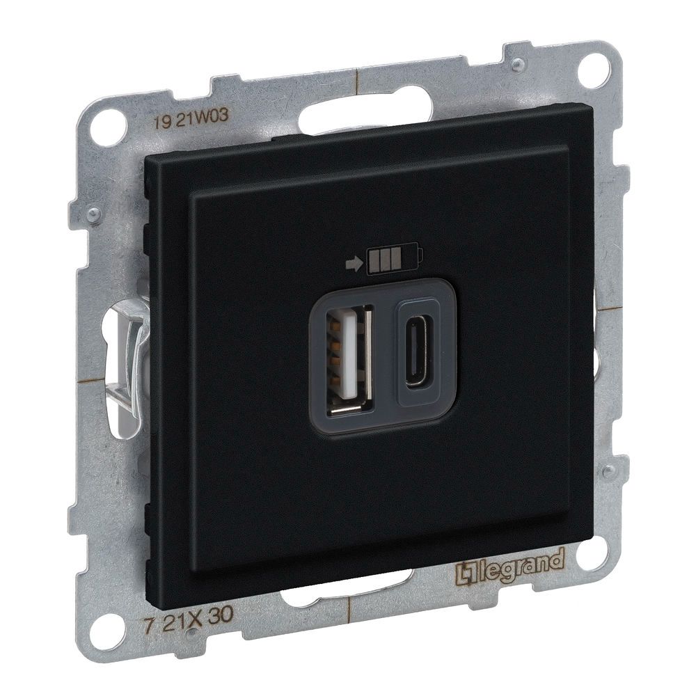 Oferte la Incarcator USB dublu tip A+C, Legrand New Suno L721430, negru