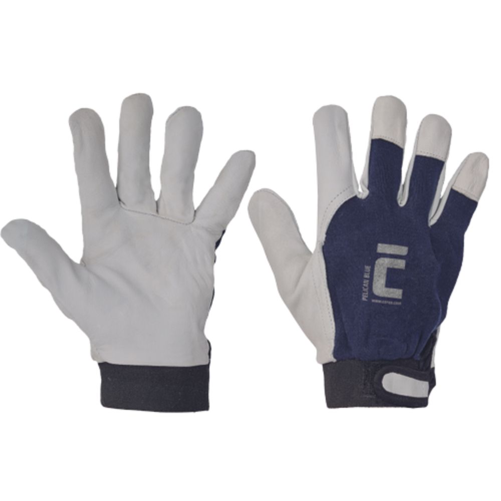 Oferte la Manusi protectie Pelecanus, piele de capra, marimea 10, albastru/alb
