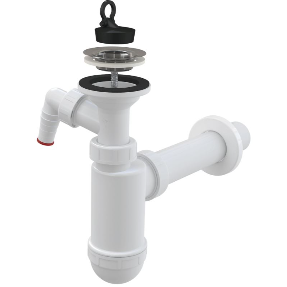 Oferte la Sifon lavoar Alca A41P, racord pentru masina de spalat inclus, polipropilena, 40 mm