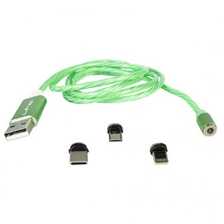 Oferte la Cablu de Incarcare 1M 3in1  Iluminat LED Verde