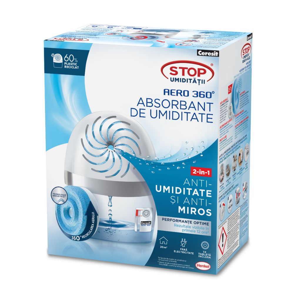 Oferte la Dezumidificator camera, absorbant umiditate Ceresit Aero 360, interior, alb, 450 g