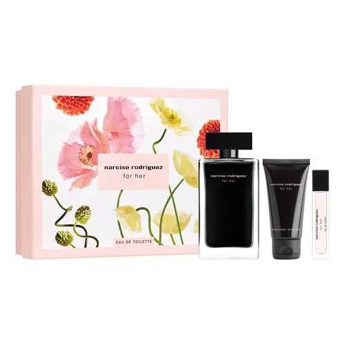 Oferte la Set Cadou Narciso Rodriguez For Her, Apa de Toaleta, 100 ml + Lotiune de corp, 50 ml + Apa de Toaleta, 10 ml (Continut set: 100 ml Apa de Toaleta + 50 ml Lotiune de corp + 10 ml Apa de Toaleta)