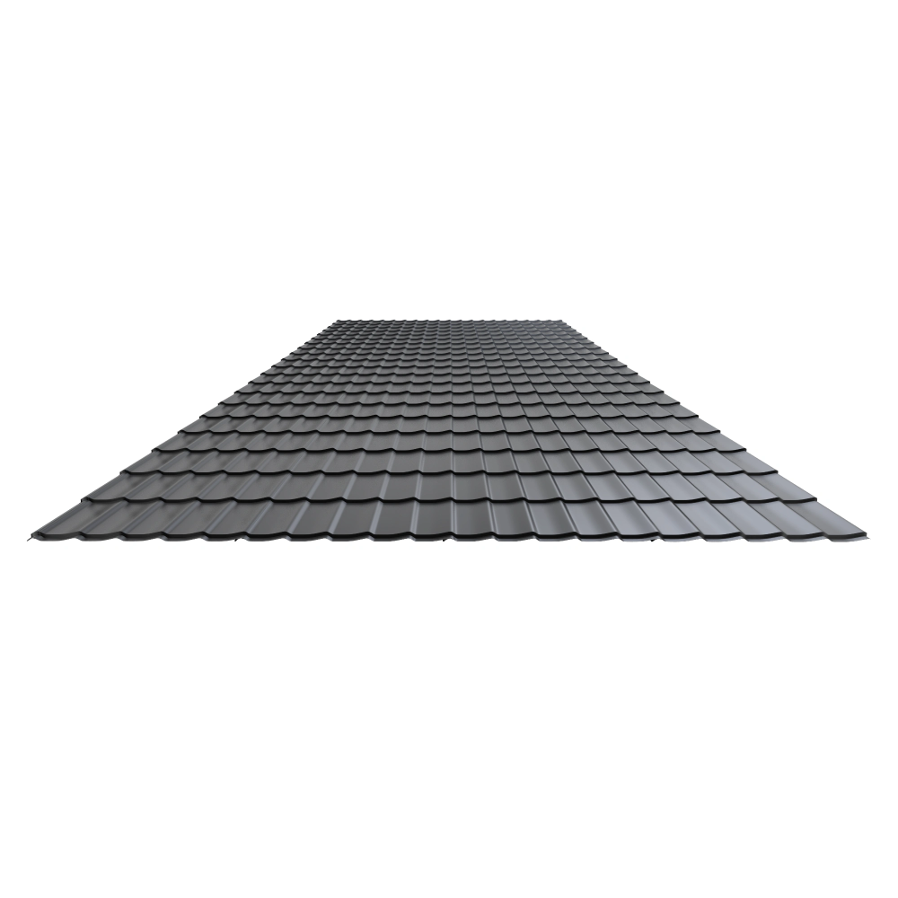 Oferte la Tigla metalica Durako Riva, gri, RAL 7024, mat structurat, 0.45 mm, 2845 x 1180 mm