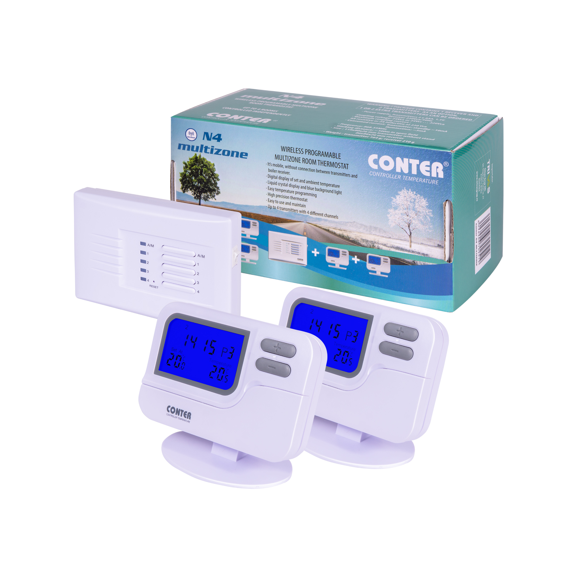Oferte la Termostat de ambient Conter N4, multizonal (1RX+2TX)