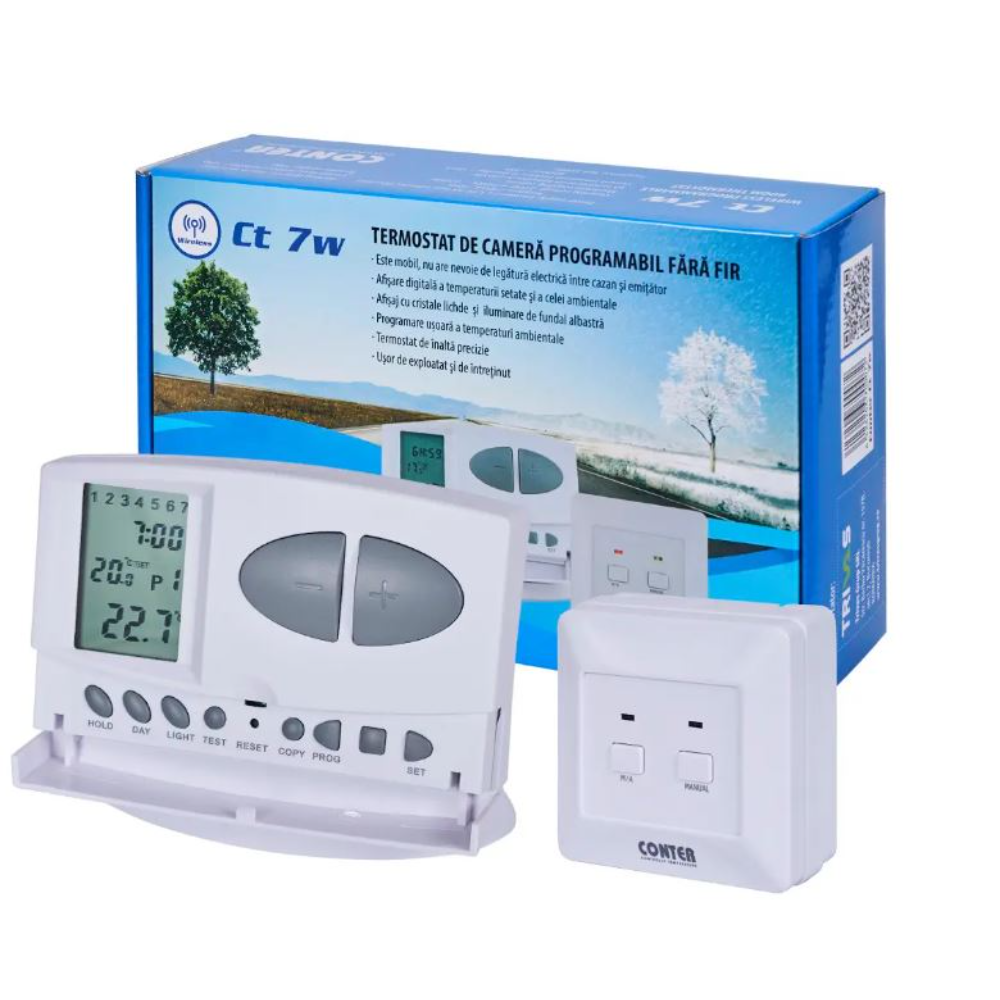 Oferte la Termostat de ambient Conter CT7W, programabil, fara fir