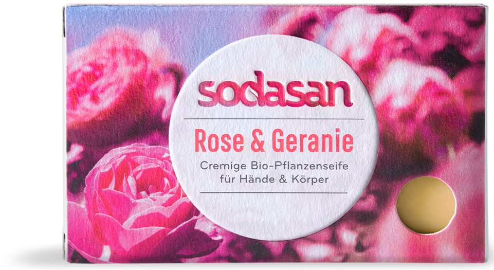 Oferte la Sapun bio cu trandafiri si geranium, 100g Sodasan