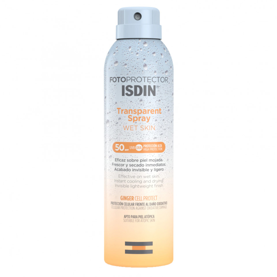 Oferte la Spray transparent de protectie solara pentru corp Isdin Wet Skin, SPF 50, 250 ml