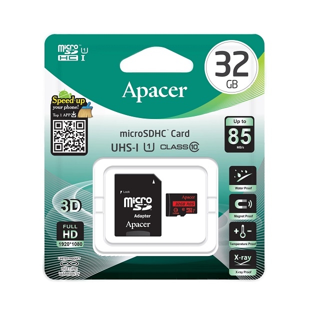 Oferte la MicroSDHC Card Apacer 32 GB clasa 10 UHS-I cu adaptor, 85MB/s