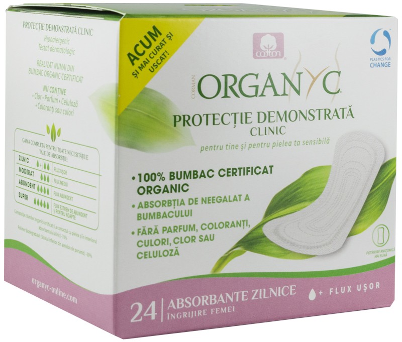 Oferte la Absorbante zilnice subtiri din bumbac organic ambalate individual 24 buc Organyc