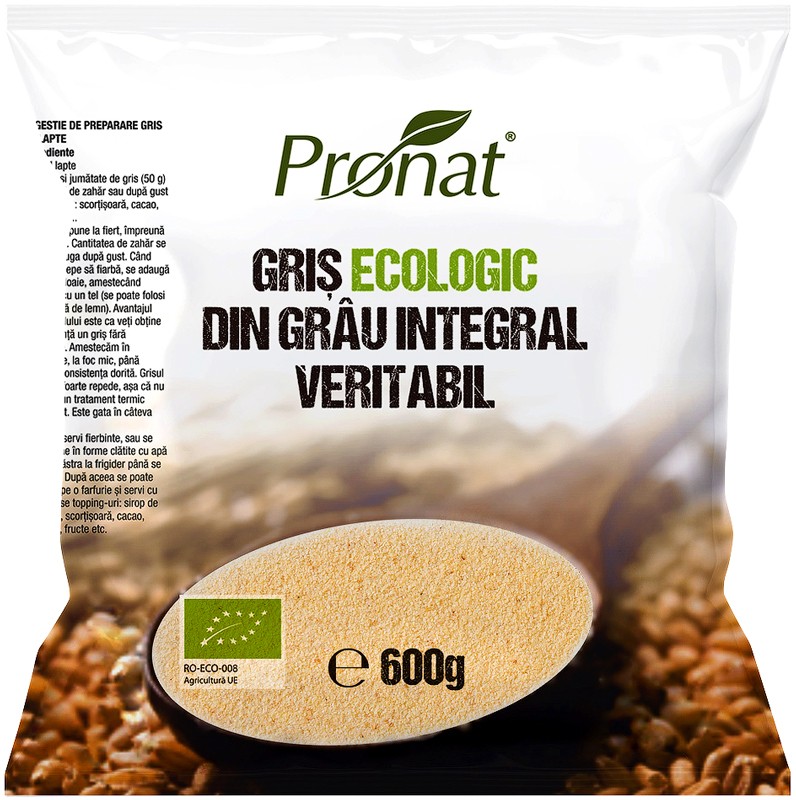 Oferte la Gris bio din grau integral veritabil, 600g Pronat