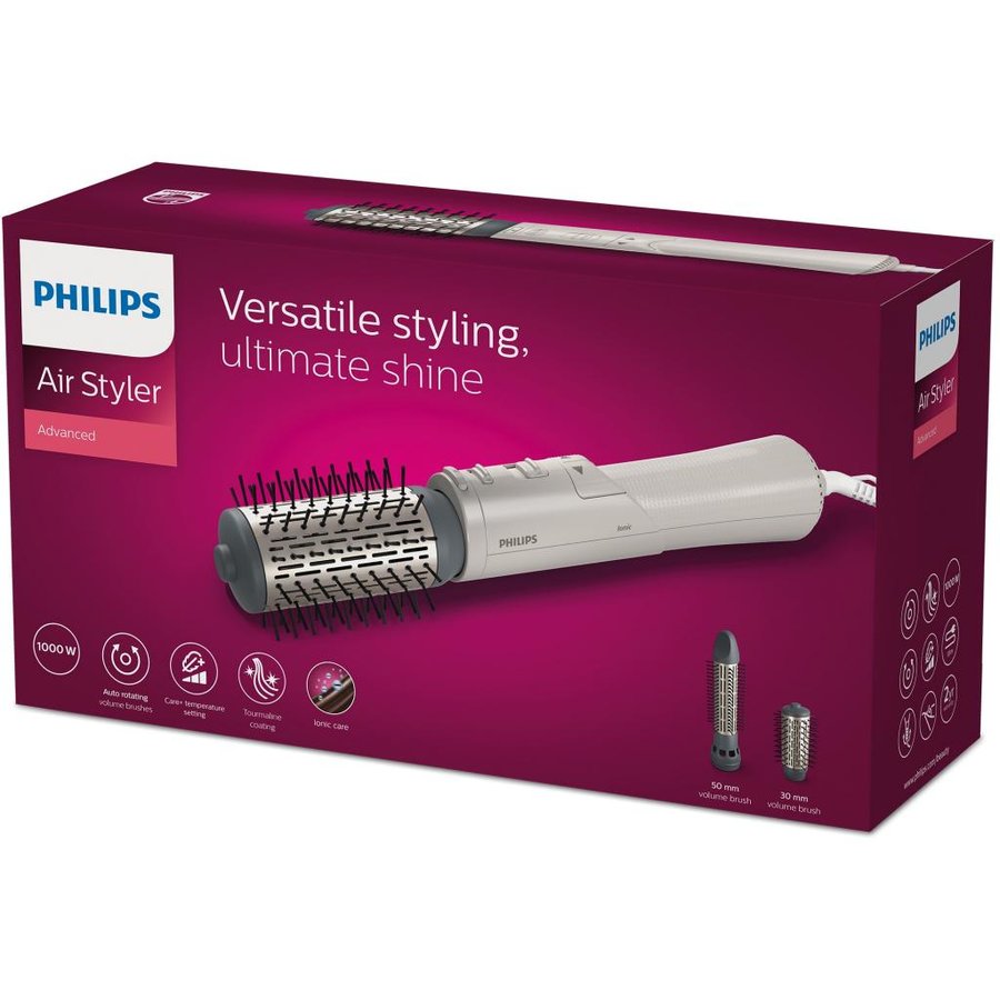 Oferte la Perie Aer Cald Rotativa 1000W Ingrijire Cu Ioni 2 Accesorii Setare Temperatura De Ingrijire Si Aer Rece Peri Naturali Invelis Ceramic Din Turmalina Alb/Crem
