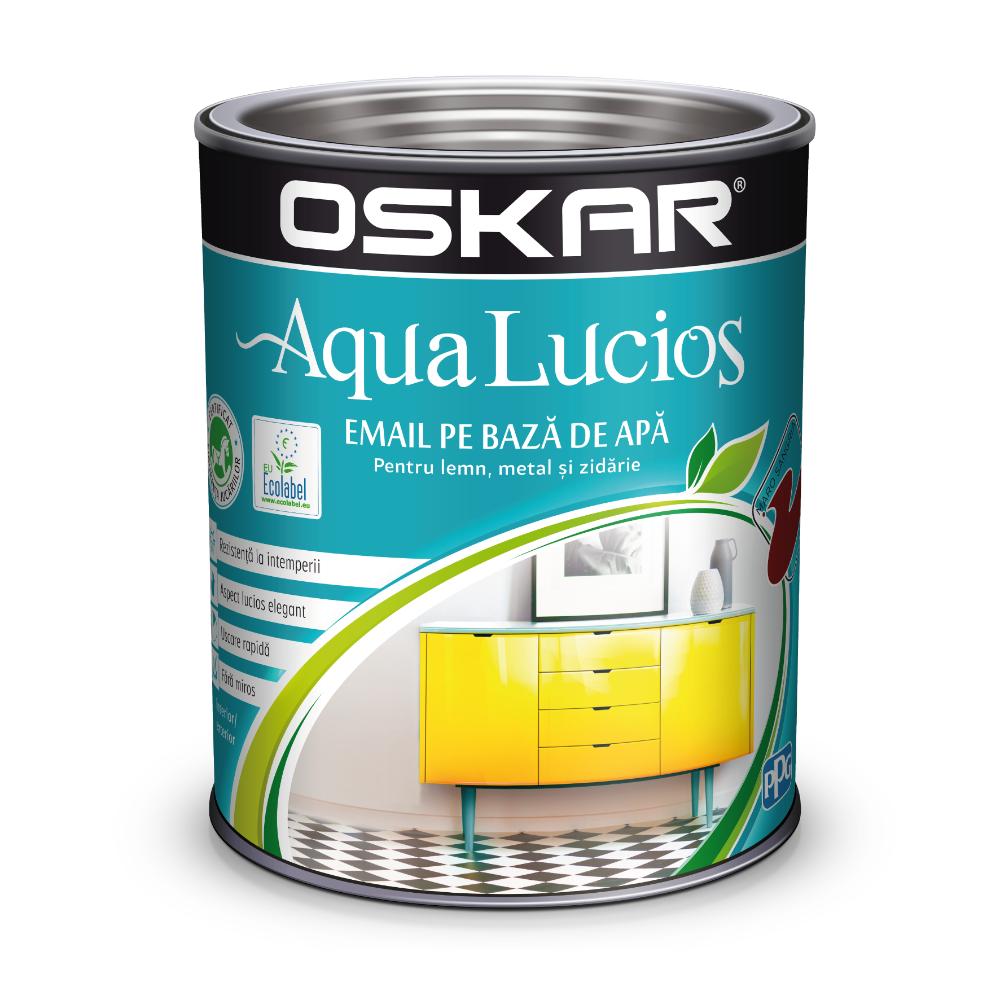 Oferte la Vopsea Oskar Aqua Lucios, pentru lemn/metal/zidarie, interior/exterior, pe baza de apa, maro sangria, 0,6 l