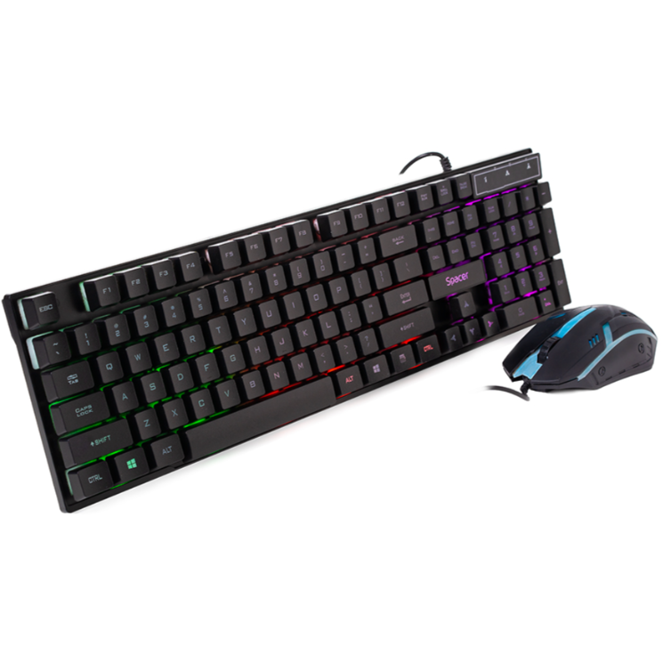 Oferte la Kit tastatura si mouse USB RGB Rainbow  Mouse Optic 7 Culori Negru
