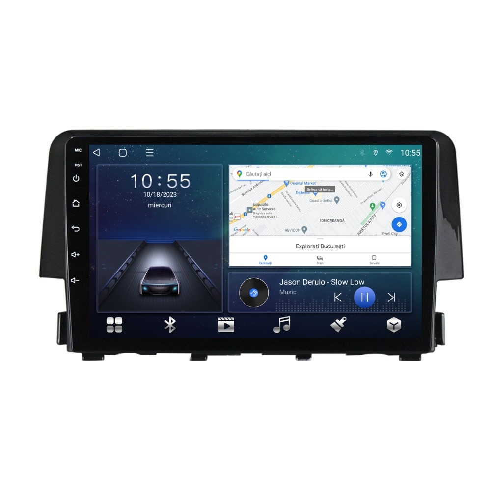 Oferte la Navigatie dedicata cu Android Honda Civic X 2015 - 2021, 2GB RAM, Radio GPS Dual Zone, Display HD QLED 9" Touchscreen, Internet Wi-Fi si slot SIM 4G, Bluetooth, MirrorLink, USB