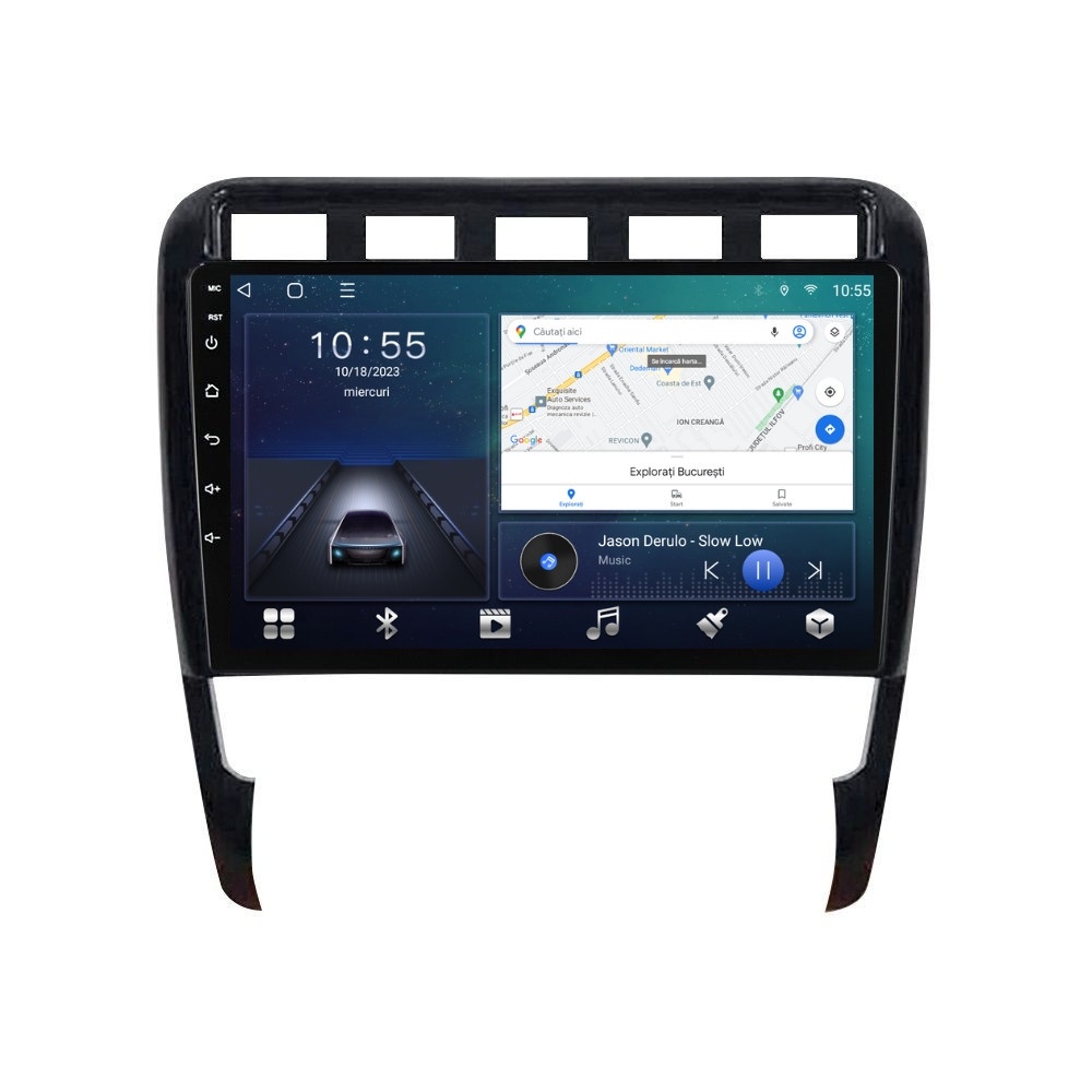 Oferte la Navigatie dedicata cu Android Porsche Cayenne 2002 - 2010, 2GB RAM, Radio GPS Dual Zone, Display HD QLED 9" Touchscreen, Internet Wi-Fi si slot SIM 4G, Bluetooth, MirrorLink, USB