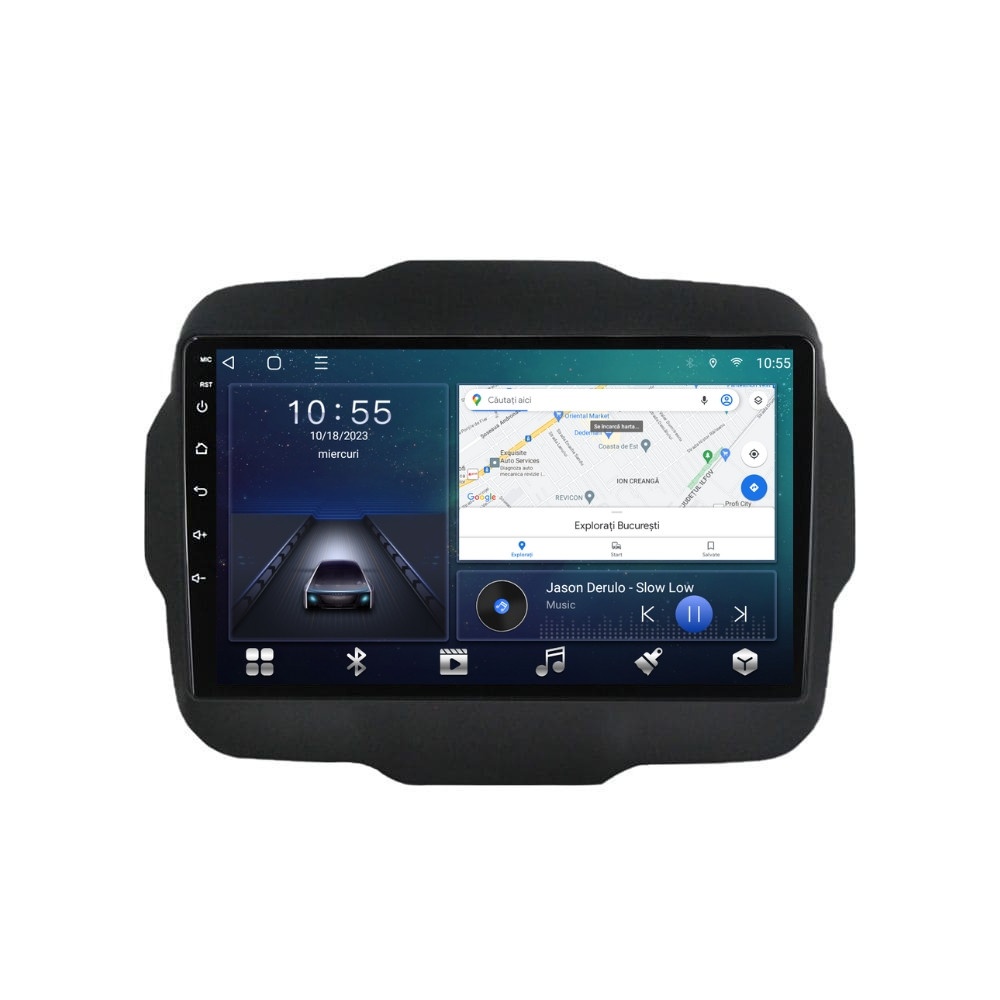 Oferte la Navigatie dedicata cu Android Jeep Renegade dupa 2014, 2GB RAM, Radio GPS Dual Zone, Display HD QLED 9" Touchscreen, Internet Wi-Fi si slot SIM 4G, Bluetooth, MirrorLink, USB