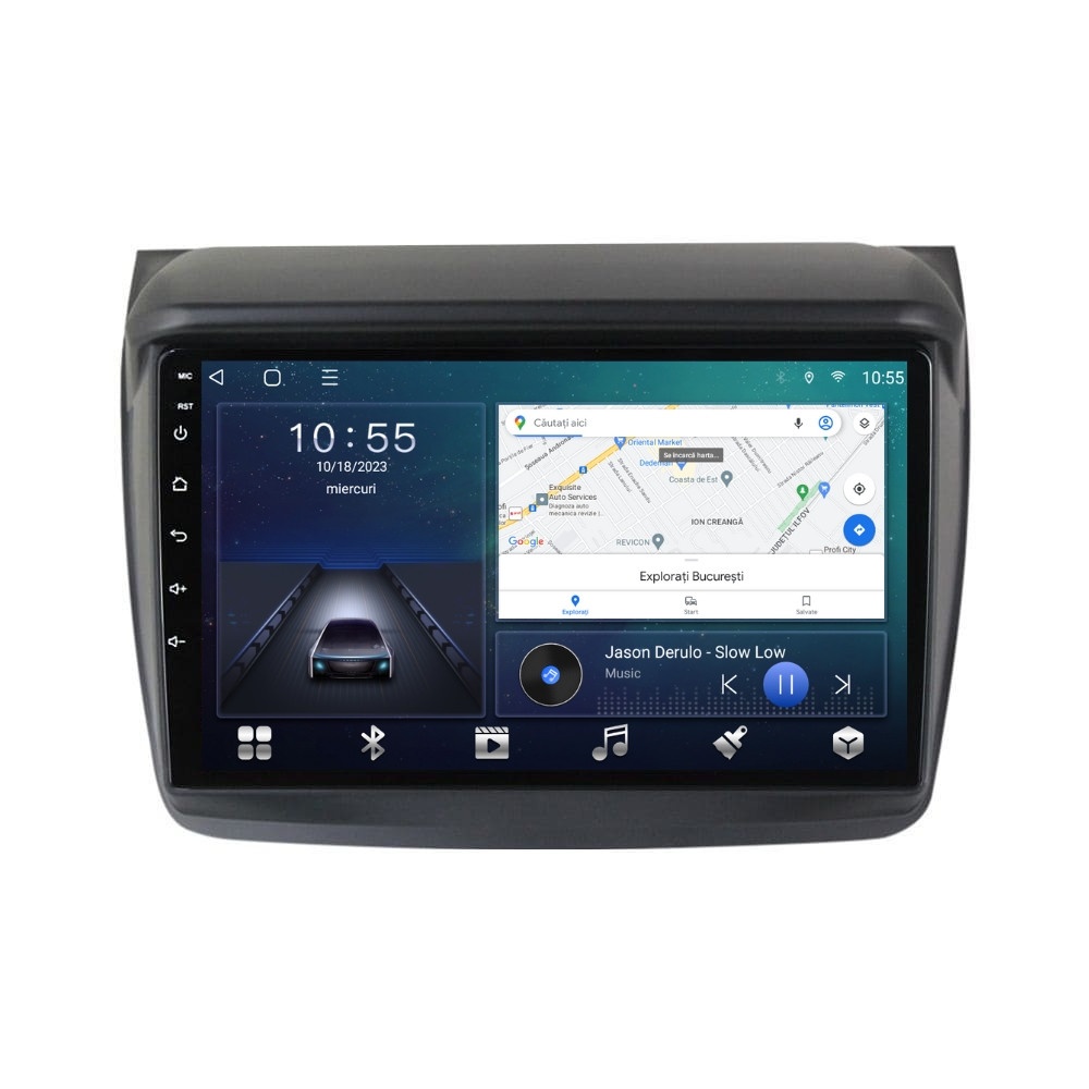 Oferte la Navigatie dedicata cu Android Mitsubishi L200 2005 - 2015, 2GB RAM, Radio GPS Dual Zone, Display HD QLED 9" Touchscreen, Internet Wi-Fi si slot SIM 4G, Bluetooth, MirrorLink, USB