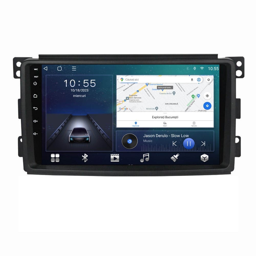 Oferte la Navigatie dedicata cu Android Smart Fortwo 2007 - 2010, 2GB RAM, Radio GPS Dual Zone, Display HD QLED 9" Touchscreen, Internet Wi-Fi si slot SIM 4G, Bluetooth, MirrorLink, USB