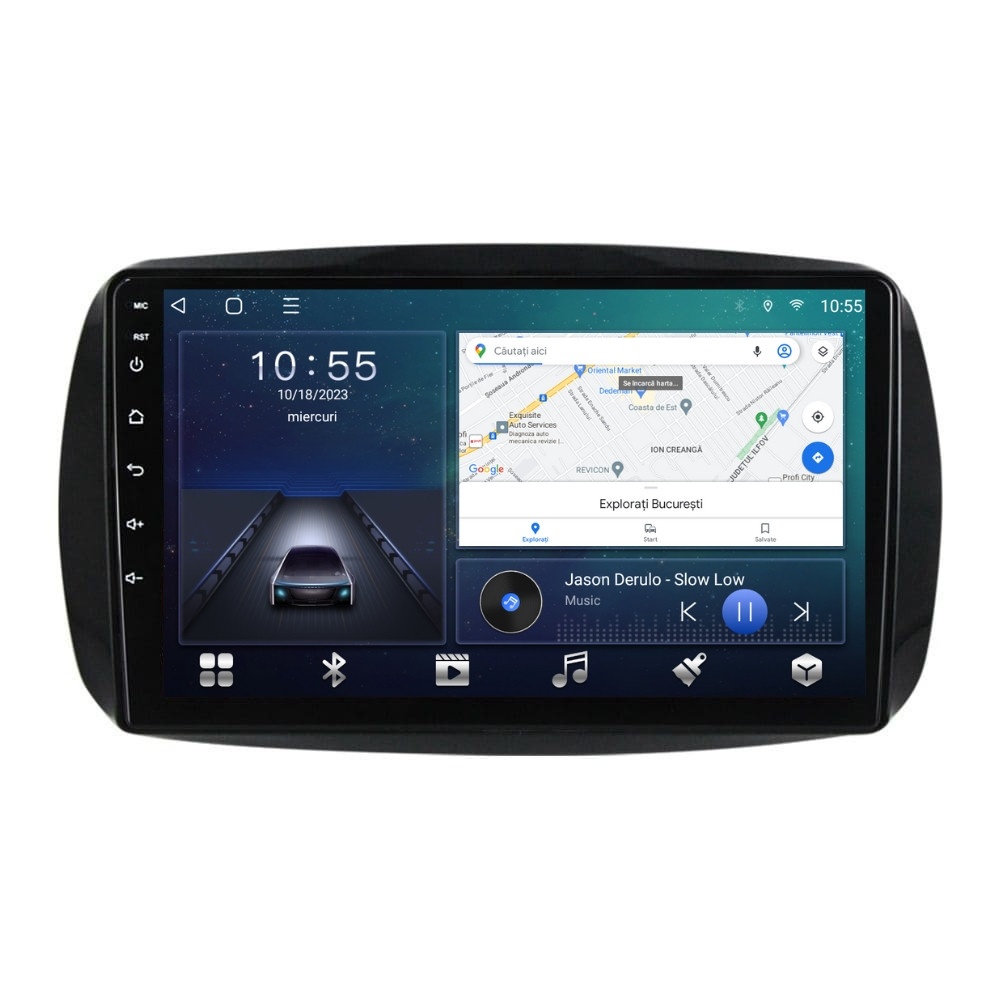 Oferte la Navigatie dedicata cu Android Smart Forfour dupa 2014, 2GB RAM, Radio GPS Dual Zone, Display HD QLED 9" Touchscreen, Internet Wi-Fi si slot SIM 4G, Bluetooth, MirrorLink, USB