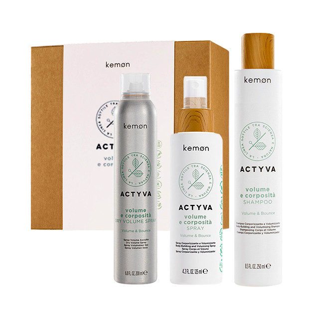 Oferte la Set pentru volum Kemon Actyvia Volume e Corposità, Sampon 250 ml + Spray 125 ml + Spray uscat 200 ml
