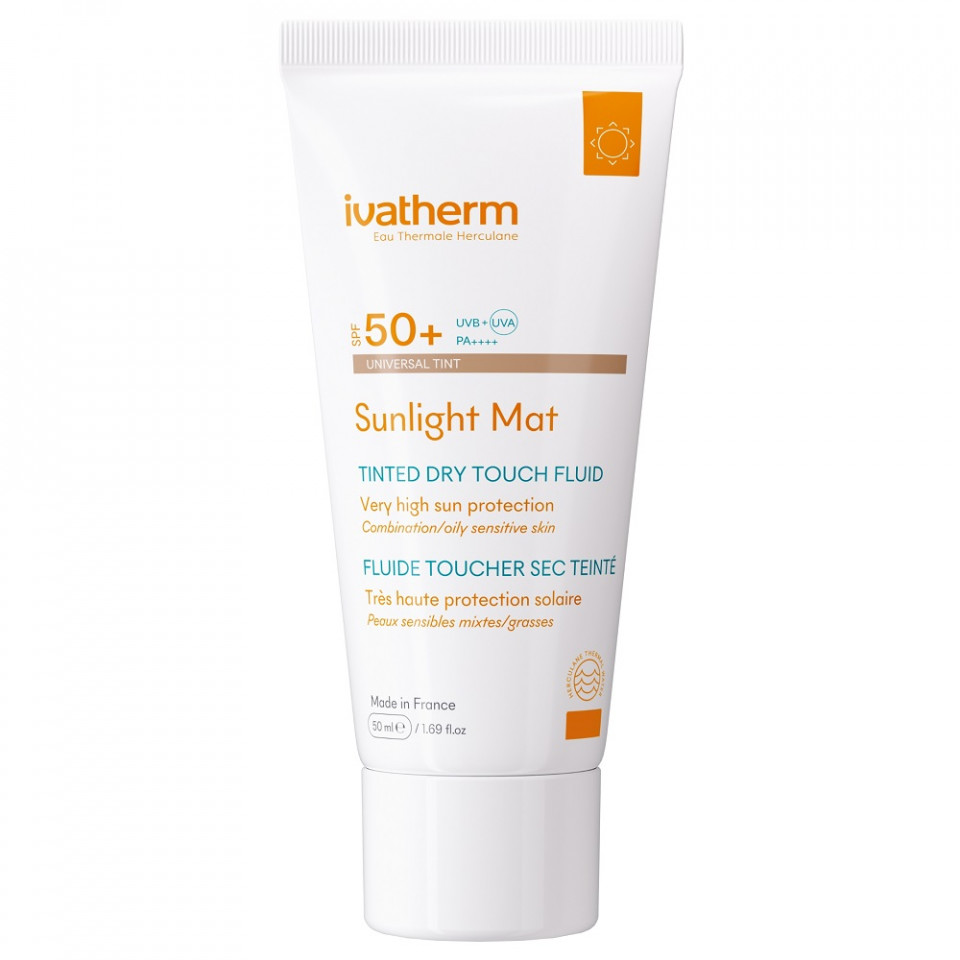 Oferte la Crema protectie solara SPF50+ Ivatherm Sunlight Mat Tinted Dry Touch, 50 ml