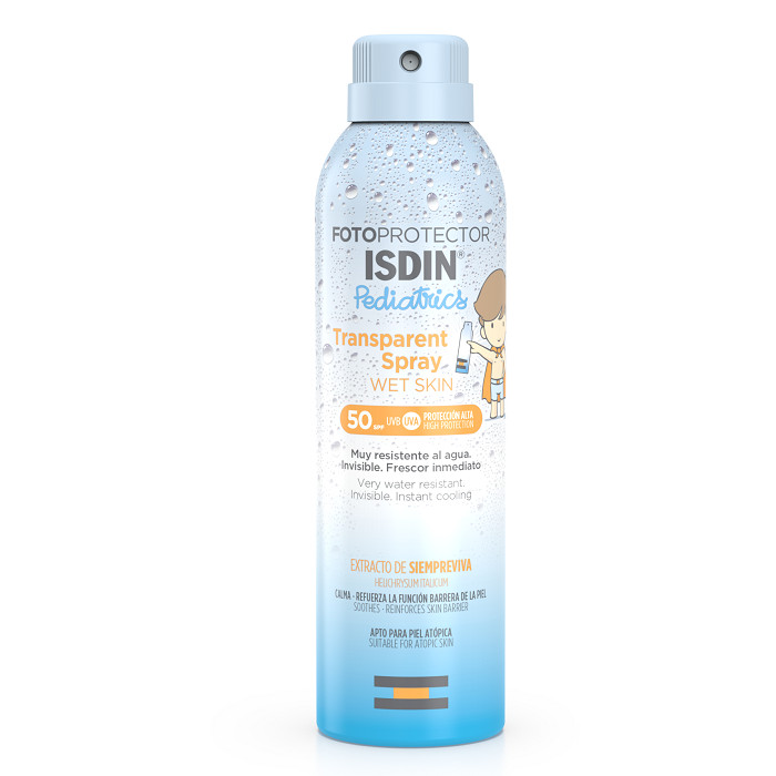 Oferte la Spray transparent de protectie solara pentru copii cu SPF 50 Isdin Wet Skin, 250 ml