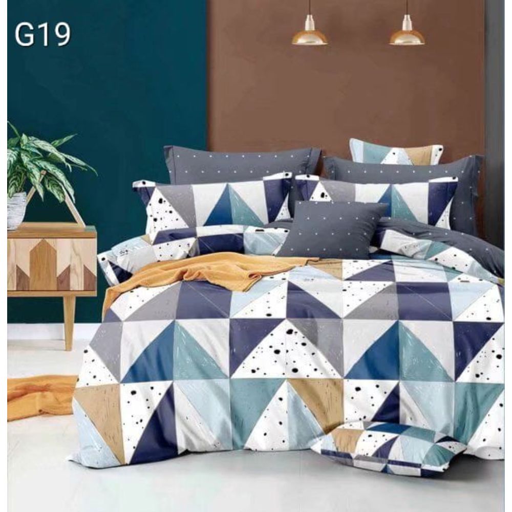 Oferte la Lenjerie de pat, 2 persoane, Poly G19, microfibra 100%, 4 piese, multicolor, model geometric