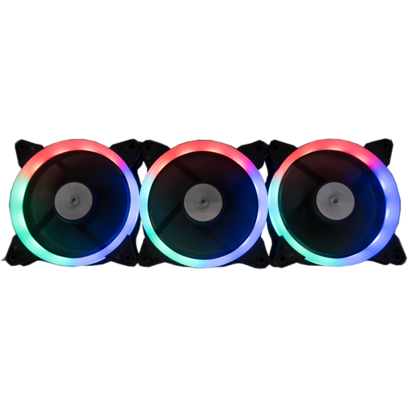 Oferte la Kit 3 Ventilatoare AURORA RGB 120 mm Controller Telecomanda  42 CFM 1500 RPM