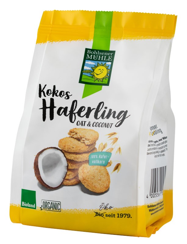 Oferte la Haferling biscuiti bio crocanti din ovaz cu fulgi de cocos, 125g Bohlsener Muhle