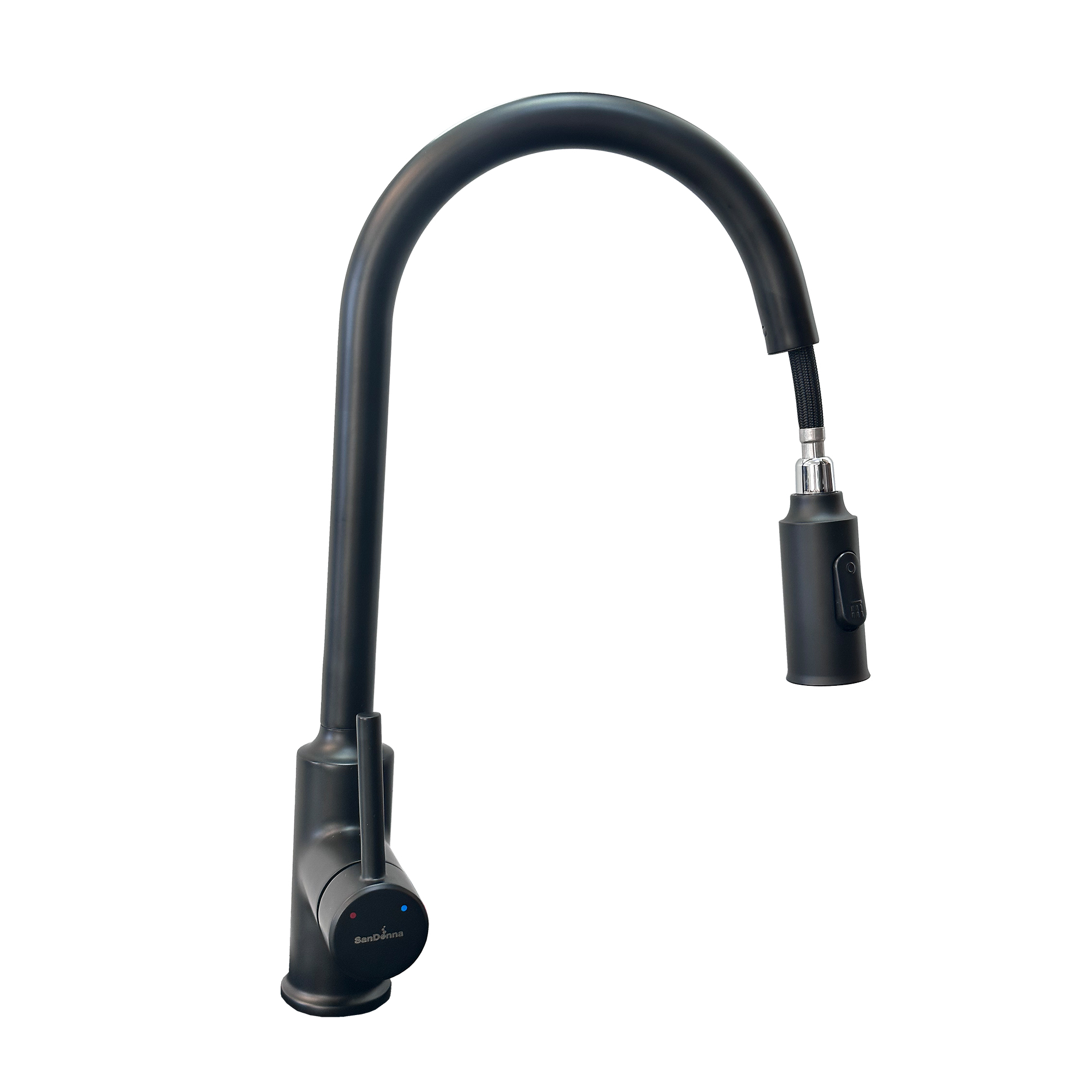 Oferte la Baterie de bucatarie SanDonna Camelia, monocomanda, dus extractibil, negru