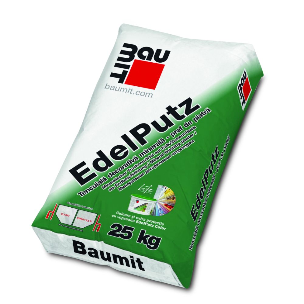 Oferte la Tencuiala decorativa minerala Baumit Classico, praf de piatra, granulatie 2 mm, interior/exterior, alb natur, 25 kg