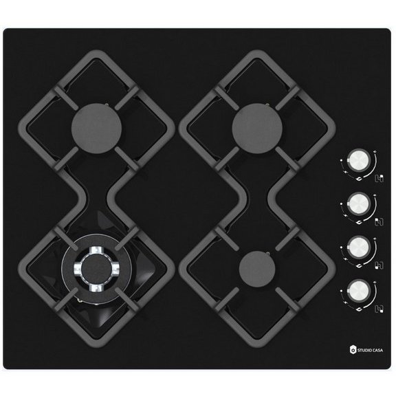 Oferte la Plita incorporabila NEW CRY SP60 Venezia gaz 4 arzatoare Wok Aprindere electrica Sticla neagra