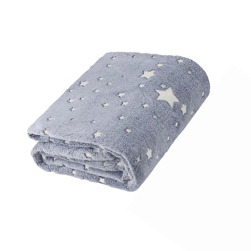 Hanorac patura cu maneci baieti Grey Stelute Fosforescente cu buzunar cangur 440g mp 105 cm