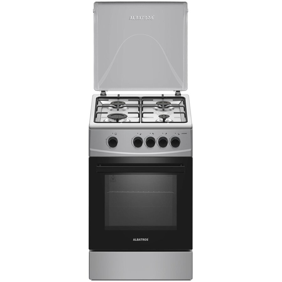 Oferte la Aragaz pe Gaz AL452BXS 4 Arzatoare Capac Metalic Inox/Argintiu
