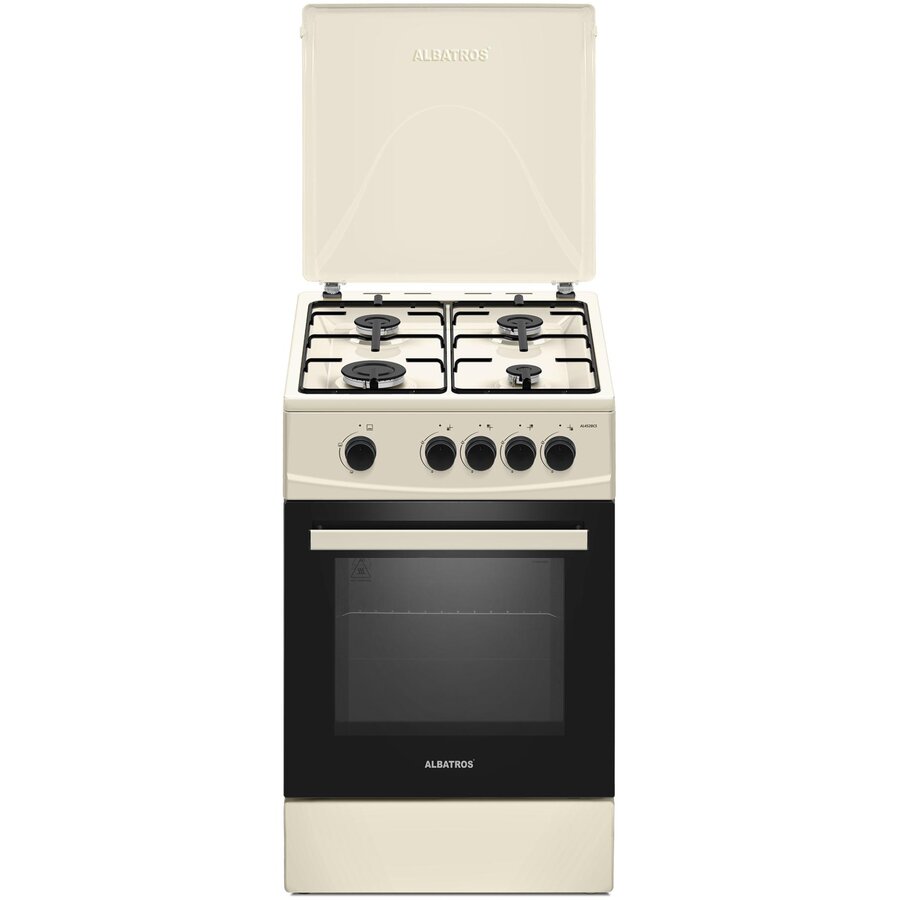 Oferte la Aragaz pe Gaz AL452BCS 4 Arzatoare Capac Metalic Bej