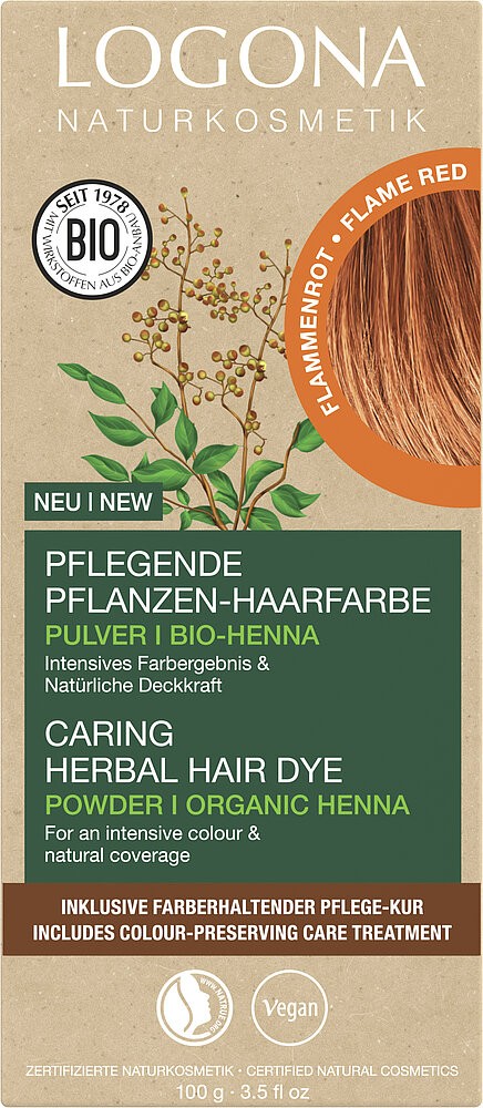 Oferte la Vopsea de par pulbere, pe baza de plante, rosu foc, 100g Logona