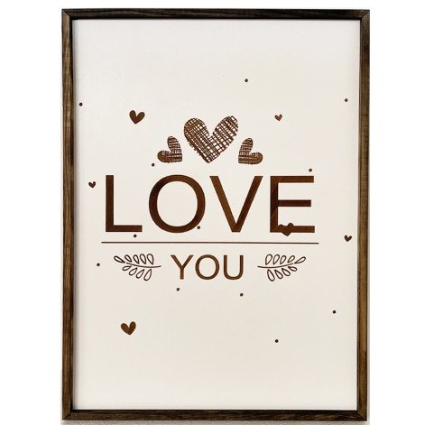 Oferte la Tablou Deco Art Rama Lemn Design Mesaj Love 70 x 50cm Maro / Alb
