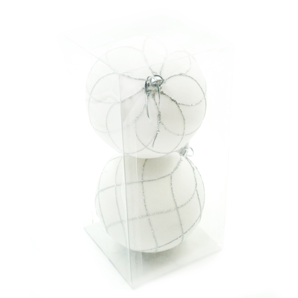 Oferte la Set 2 globuri decorative de Craciun, plastic, alb, 10 x 6 x 22 cm