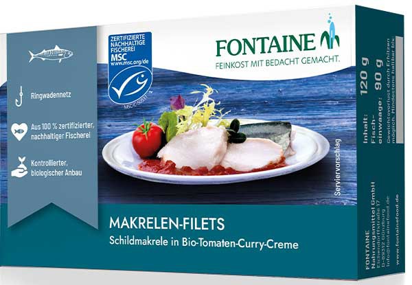 Oferte la File de macrou fara piele in sos bio de rosii si curry, 125g Fontaine