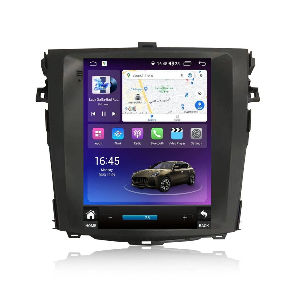 Oferte la Navigatie dedicata cu Android tip tesla Toyota Corolla 2007 - 2013, 8GB RAM, Radio GPS Dual Zone, Touchscreen IPS 9.7" HD, Internet Wi-Fi si slot SIM 4G, Bluetooth, MirrorLink, USB