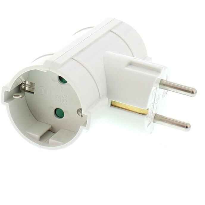 Oferte la Stecher Dublu  Contact Protectie Schuko Lateral Alb
