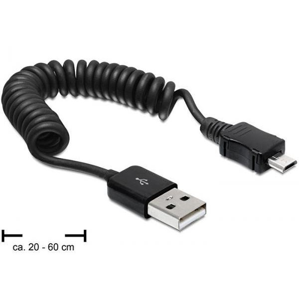 Oferte la Cablu spiralat Delock USB 2.0-A tata la micro USB-B tata, rezistent la indoire
