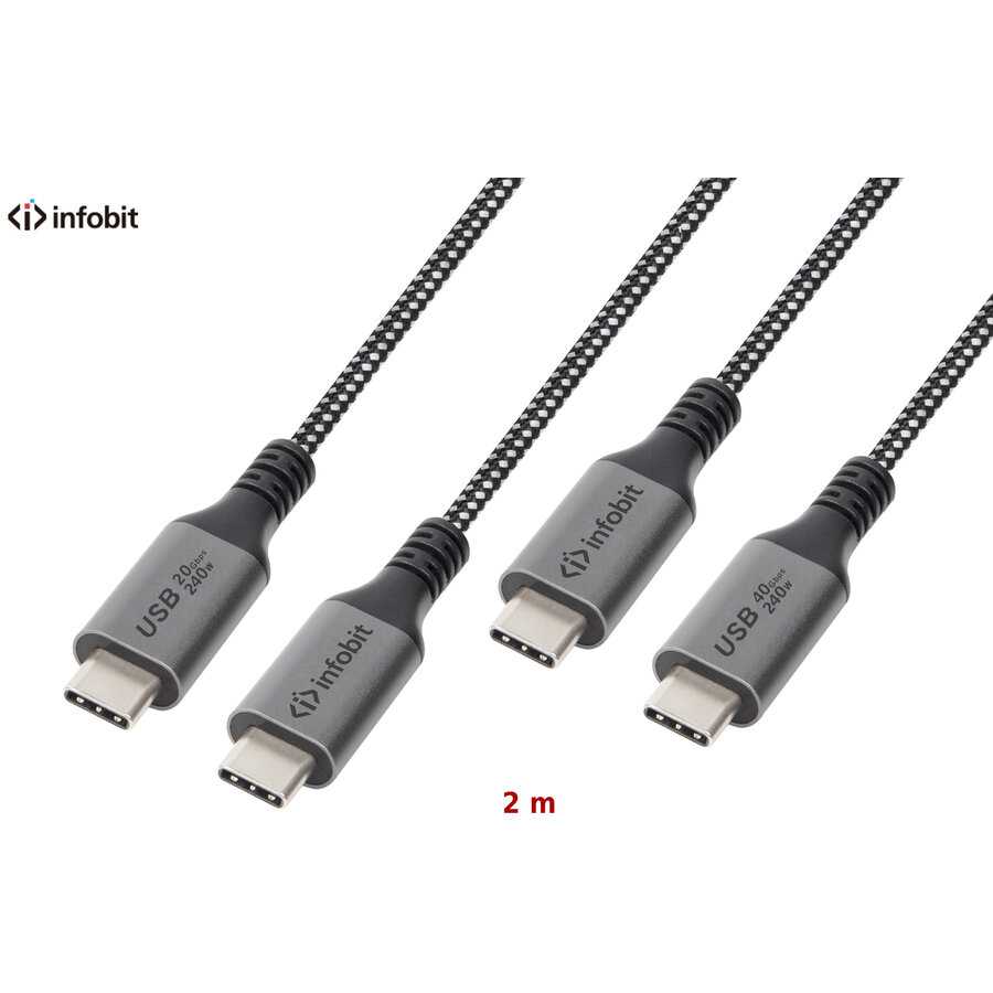 Oferte la Cablu USB Type-C USB Type-C Infobit 20Gbps E-Marker 2m Multicolor