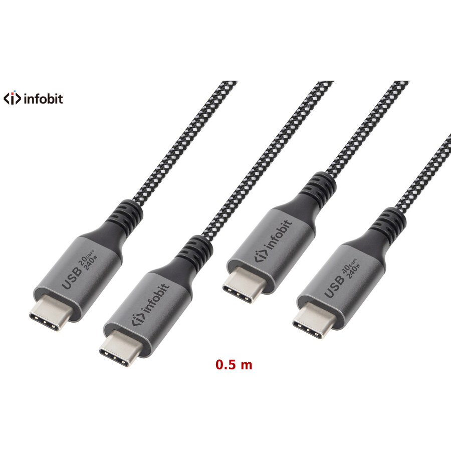 Oferte la Cablu USB Type-C USB Type-C 40Gbps E-Marker 0.5m Multicolor
