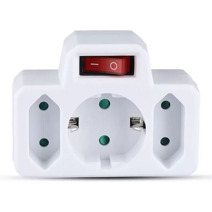 Oferte la Adaptor priza cu intrerupator 8788 3 prize 1x Schuko 16A max si 2x Euro 2.5A max Alb